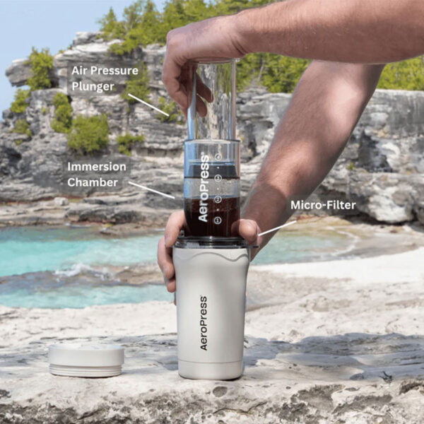 AeroPress Go Plus Travel System – ръчна кафемашина, кремава - Image 2