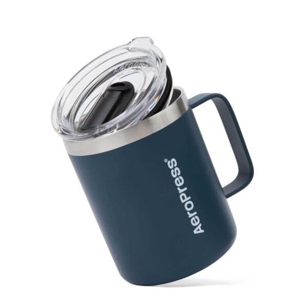 синя термочаша за кафе AeroPress