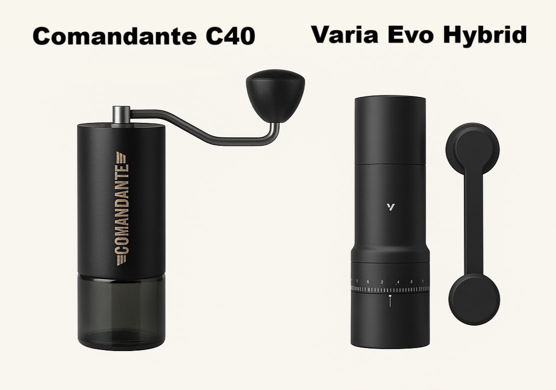 Сравнение ръчни vs електрически кафемелачки – Comandante C40 и Varia Evo