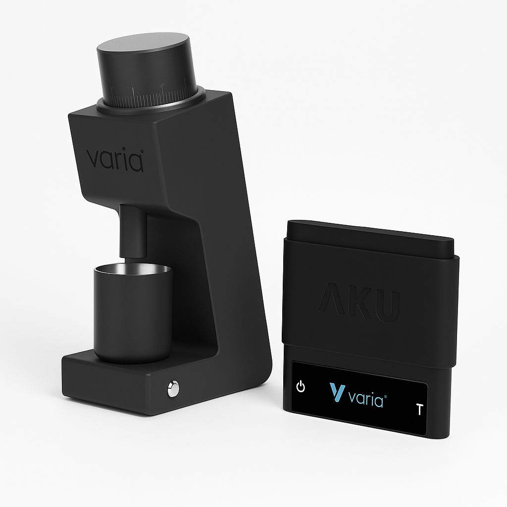 Varia комплект за начинаещи, включващ кафемелачка Varia VS3 и електронна везна Varia Aku Mini.