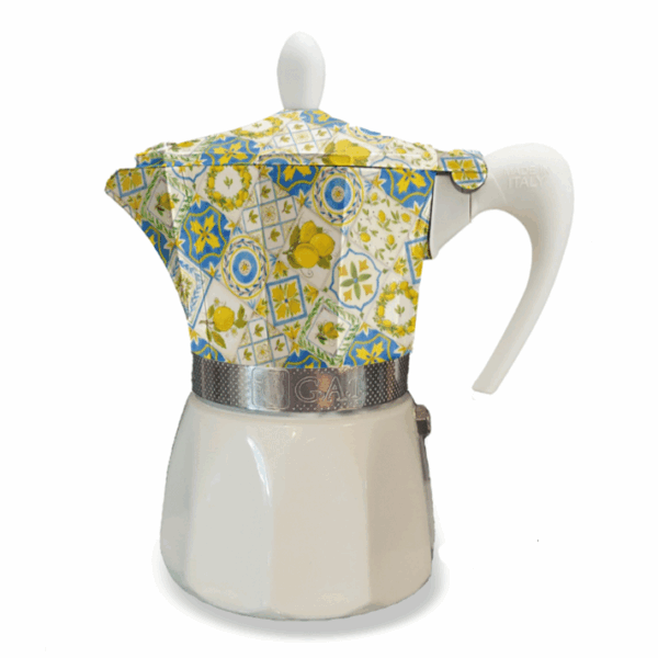Декорирана италианска мока кафеварка G.A.T. със сицилиански мотиви Майолика за 3 чаши