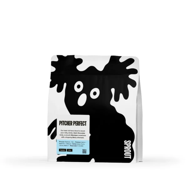 Пакет специално кафе на зърна Sprout Pitcher Perfect Espresso Blend 250гр, бленд от Колумбия и Етиопия.